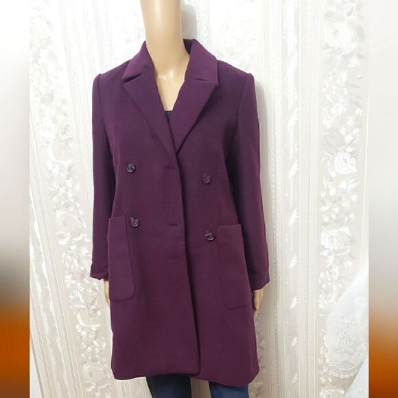 Banana Republic Classic Coat NWT  Dark Purple Color - Picture 5 of 9